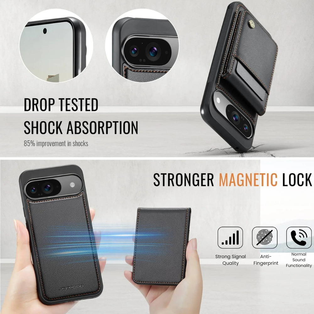 Fluo Magnetic Leather Wallet Case For Google Pixel