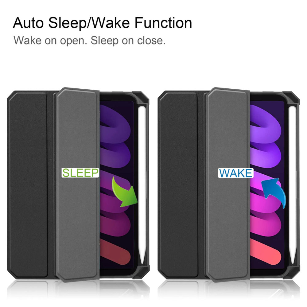 Instar Tri-Fold Shockproof Leather iPad Case With Pencil Holder