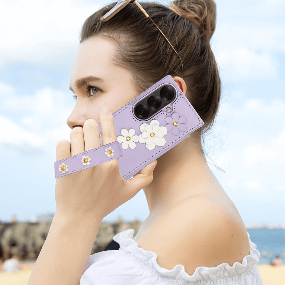 Privo Floral Design Detachable Wallet Case For Galaxy Z Fold - Astra Cases