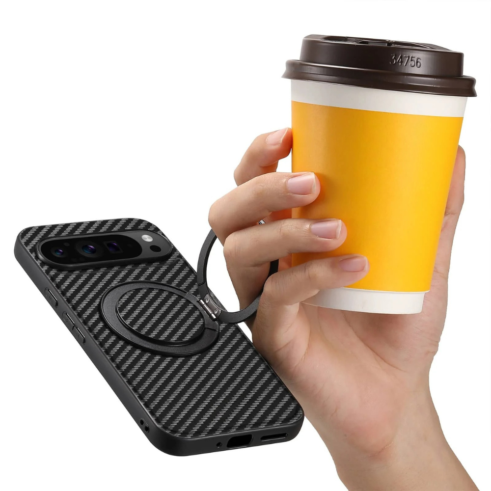 Fugio Carbon Fiber Shockproof Case With Kickstand For Google Pixel