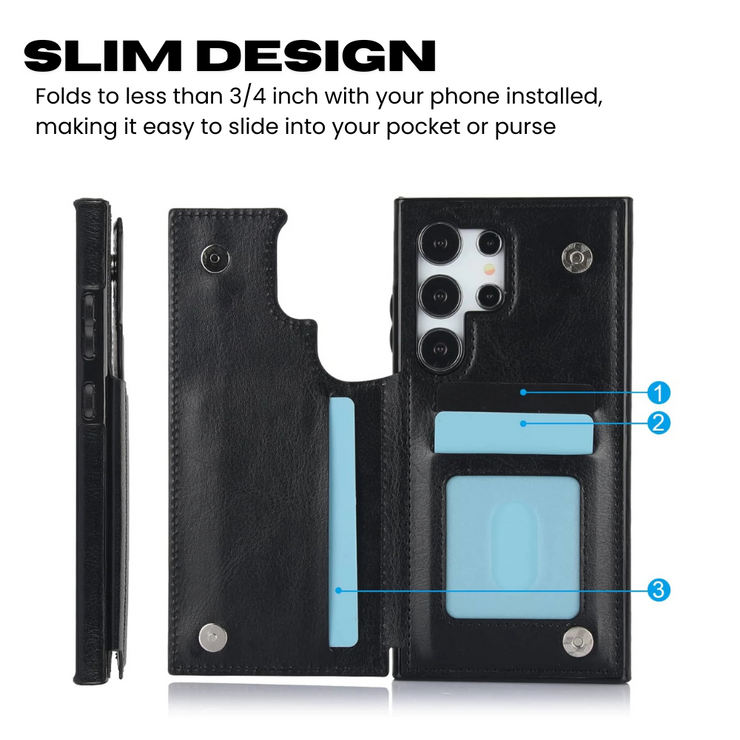 Cedo Leather Flip Wallet Galaxy Case