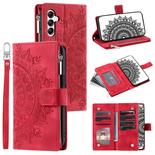 Erro Magnetic Leather Wallet Case With Straps For Galaxy A Series
