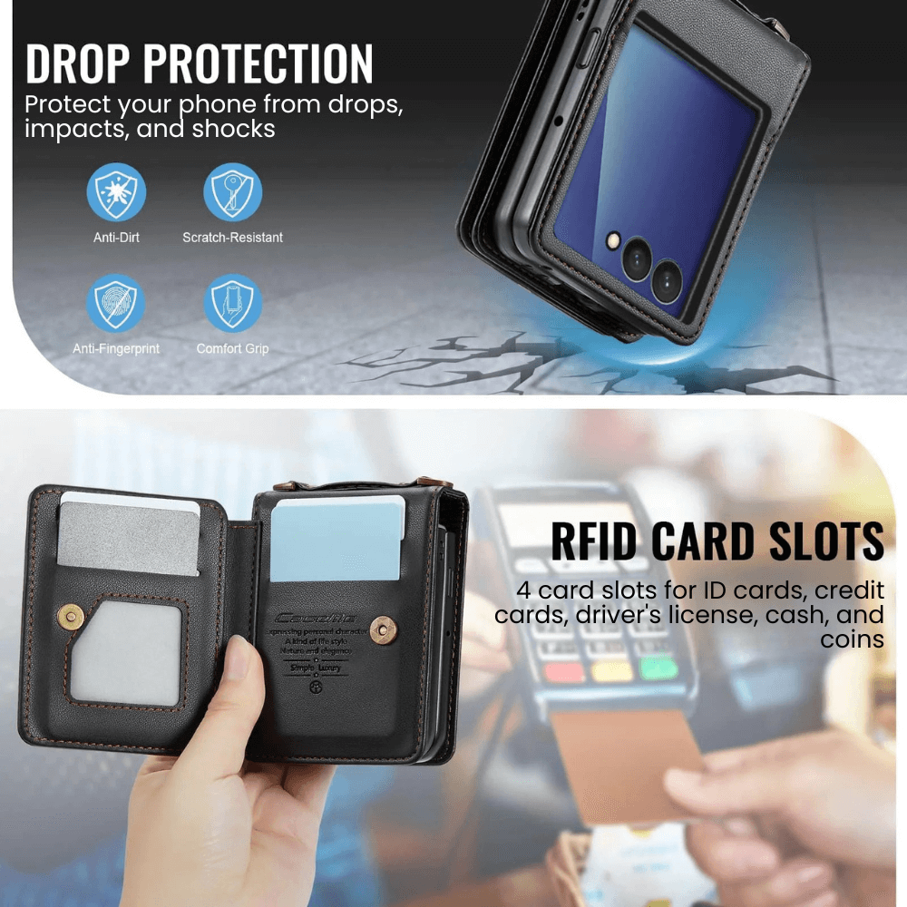 Pollen RFID Blocking Wallet Leather Case For Galaxy Z Flip 7 - Astra Cases