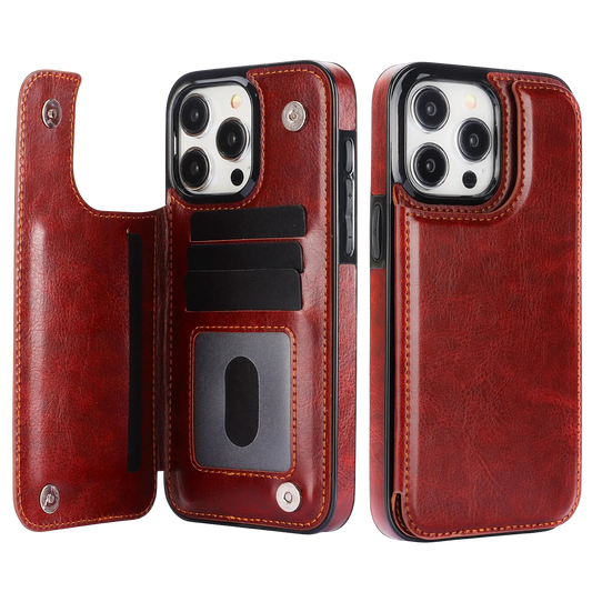 Vistor Leather Flip Wallet Case For iPhone 14-16 Series