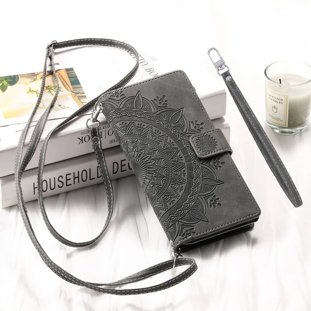 Educo Magnetic Leather Wallet Case With Straps For Galaxy S Series