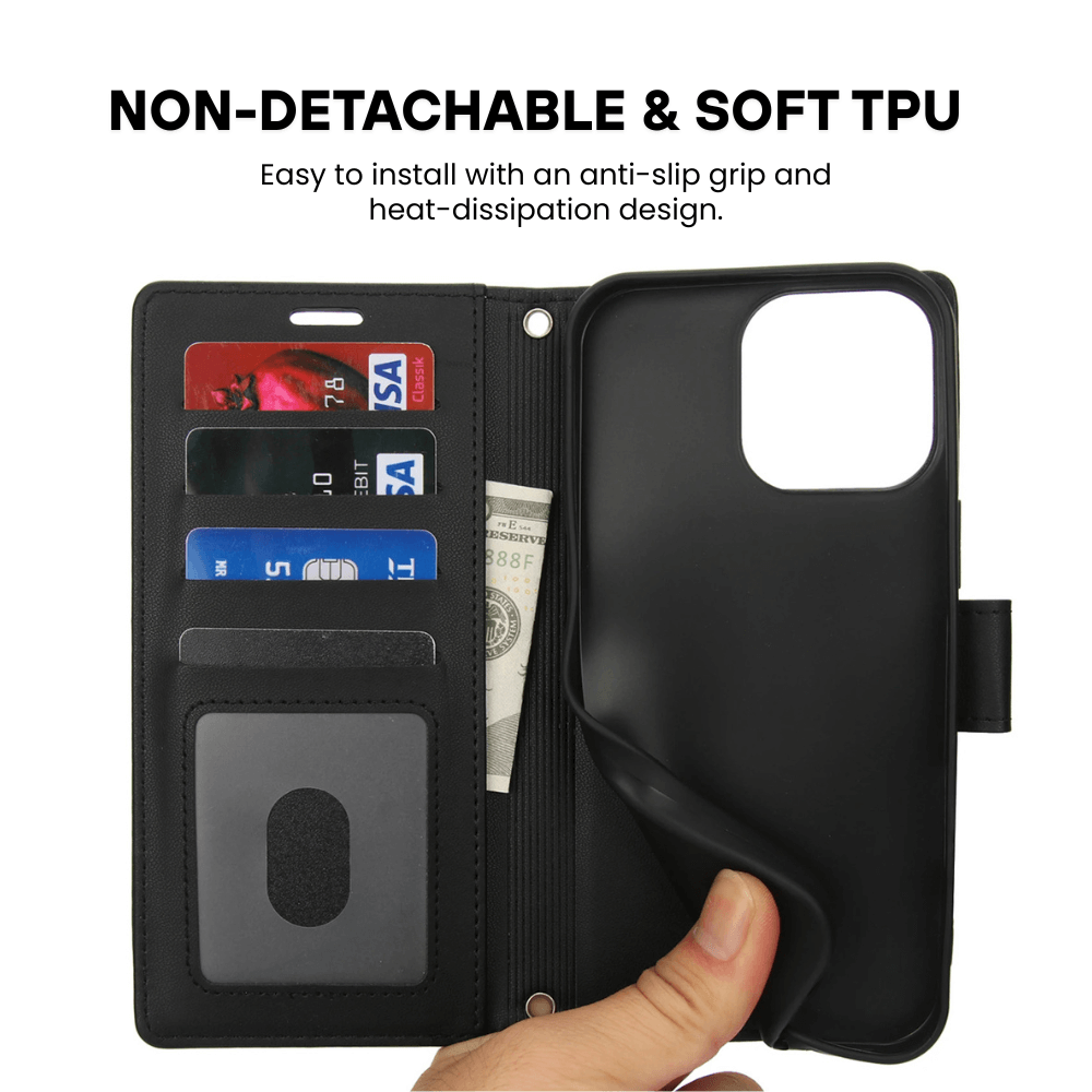 Saeta Shockproof Leather Flip Wallet iPhone Case - Astra Cases