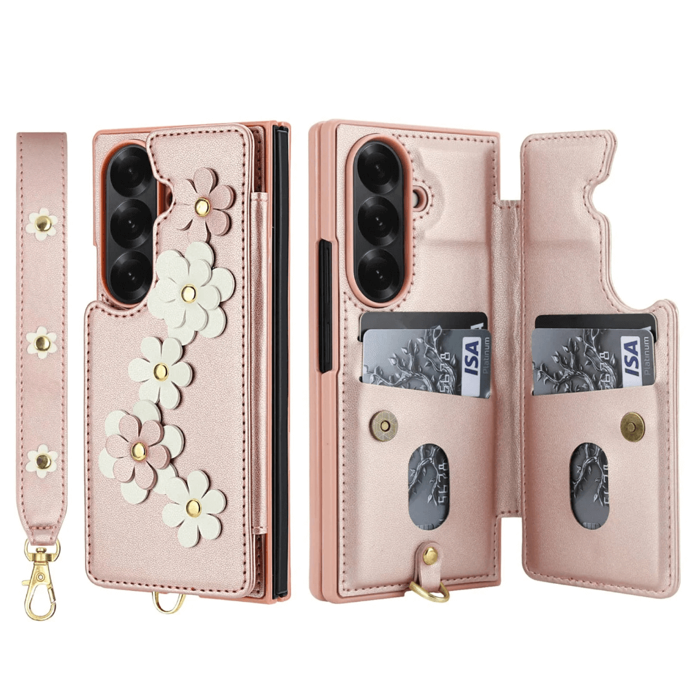 Privo Floral Design Detachable Wallet Case For Galaxy Z Fold - Astra Cases