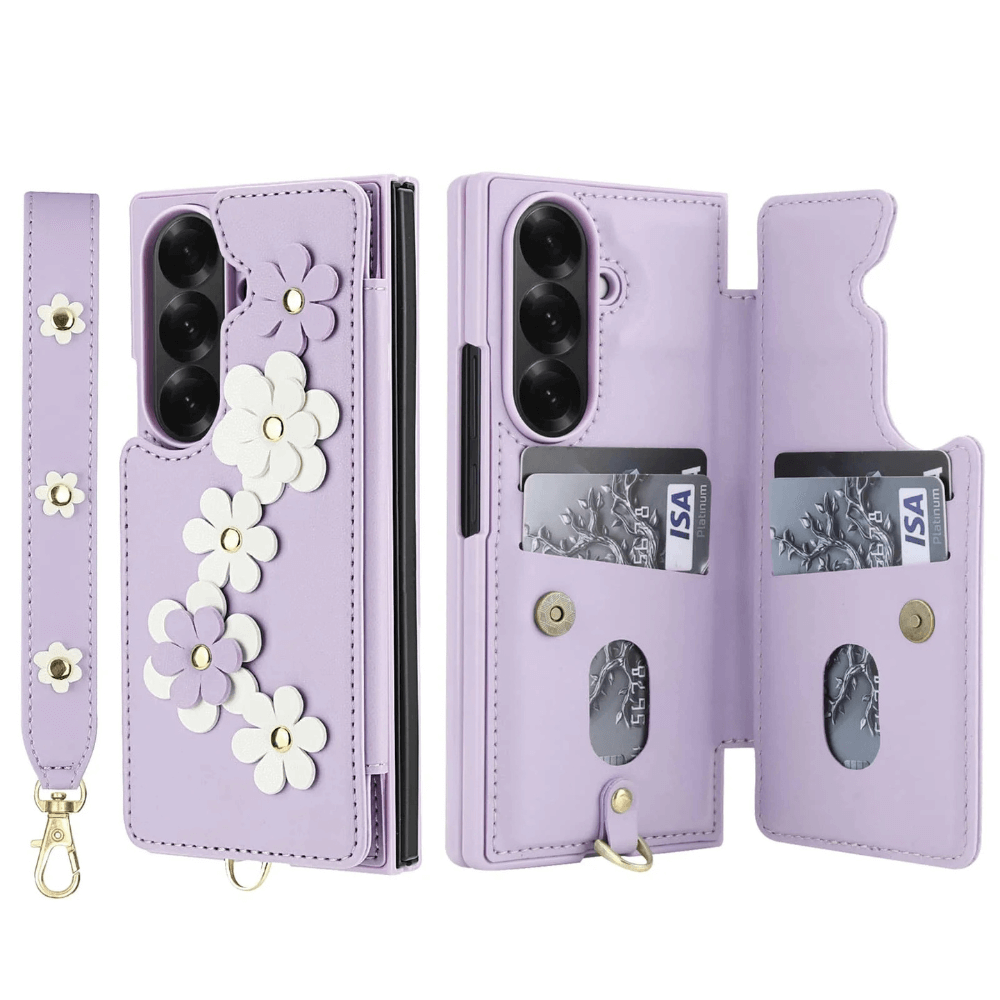 Privo Floral Design Detachable Wallet Case For Galaxy Z Fold - Astra Cases