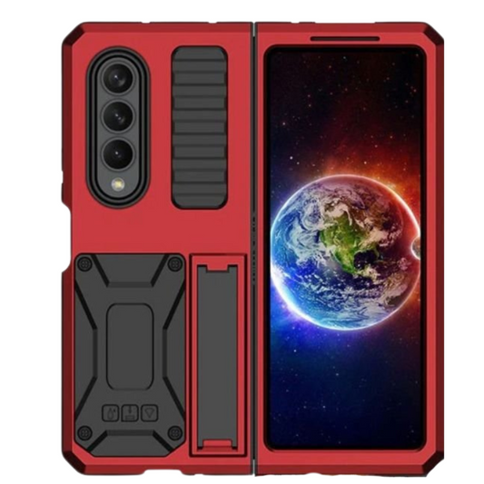 Heres Silicone Galaxy Z Fold 4 Case with Shockproof Metal Bumper and Kickstand