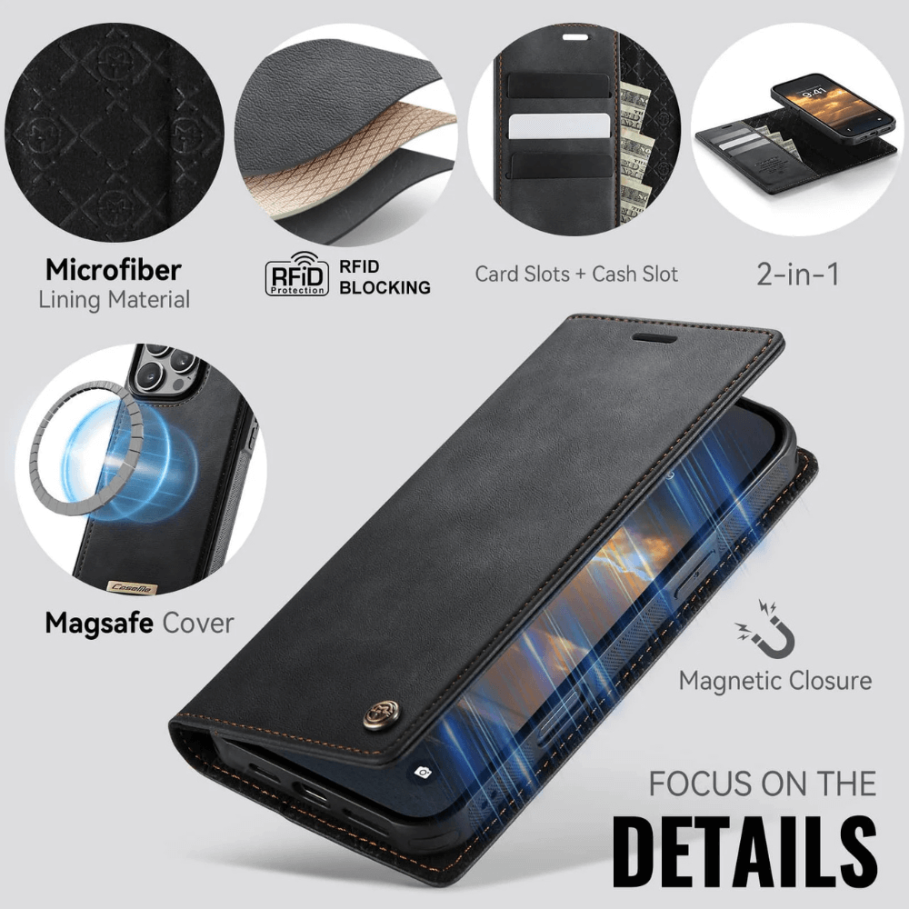 Quae Leather Flip MagSafe Wallet iPhone Case - Astra Cases