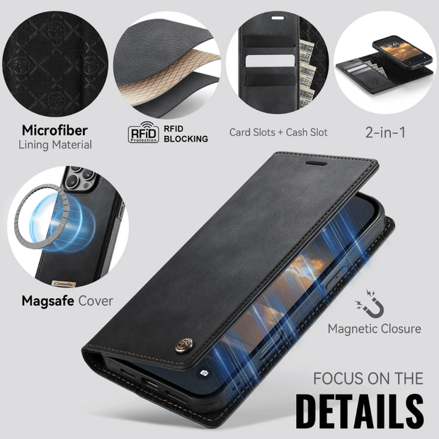 Quae Leather Flip MagSafe Wallet iPhone Case - Astra Cases