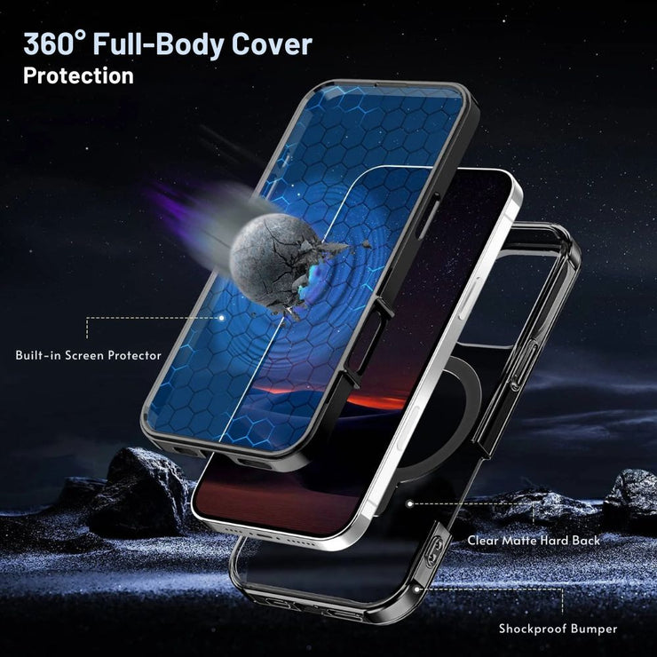 Dives Shockproof Matte iPhone Case With Screen Protector And Ring Holder