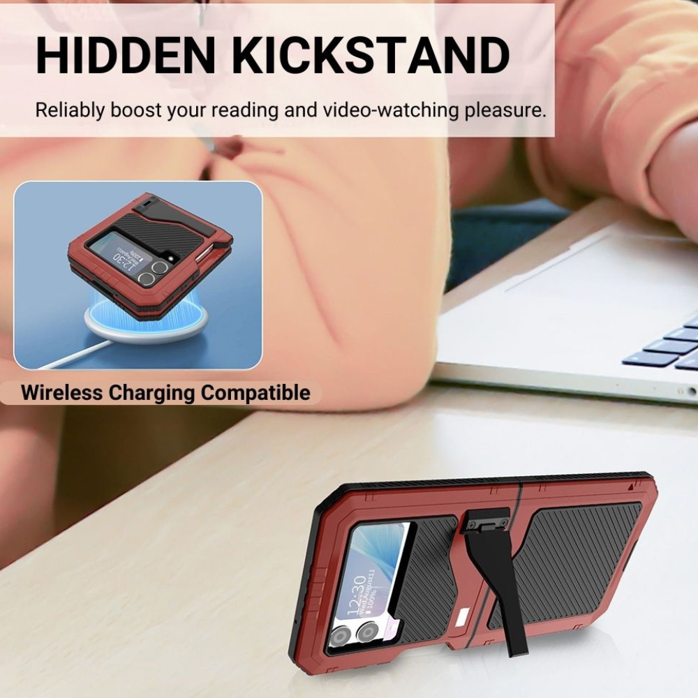 Olim Shockproof Case With Kickstand and Camera Protection for Samsung Galaxy Z Flip 4 - Astra Cases