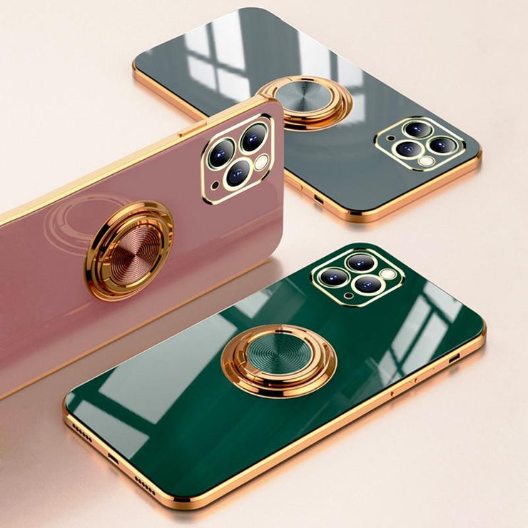 Aere Luxury Plated iPhone Case With Ring For Series 14 and 15