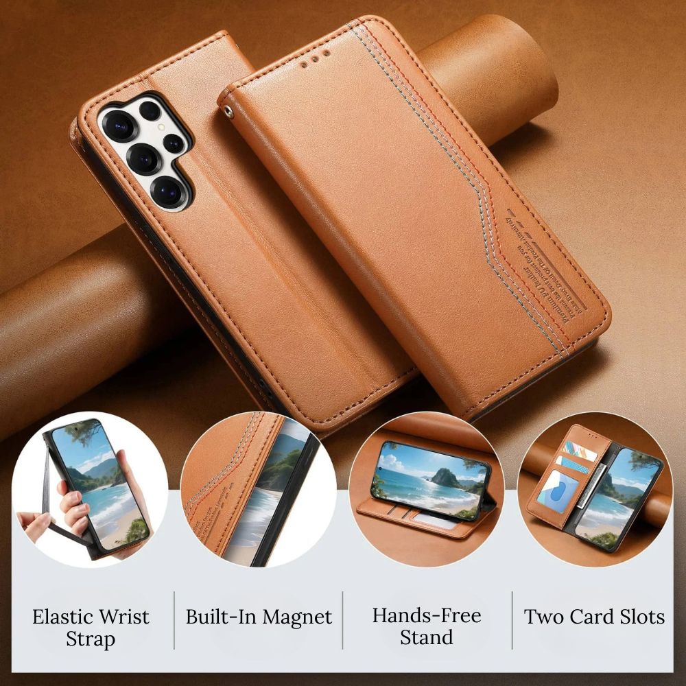 Ceteri Leather Wallet Flip Case For Galaxy S Series - Astra Cases