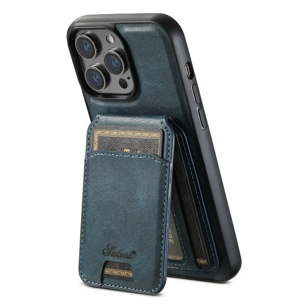 Foveo Premium Leather Case for iPhone 15-16 Series With Detachable Magnetic Card Stand