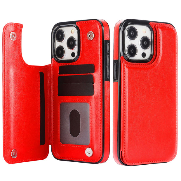 Vistor Leather Flip Wallet Case For iPhone 14 and 15 Series