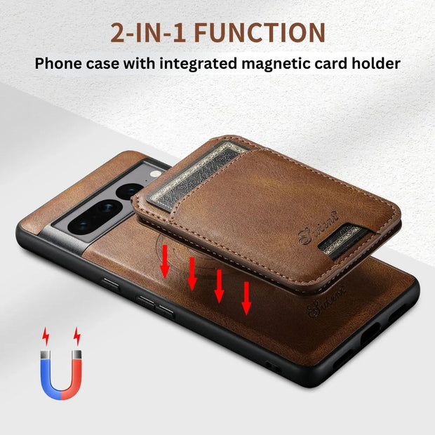 Insula Premium Leather Google Pixel Case With Detachable Magnetic Card Stand