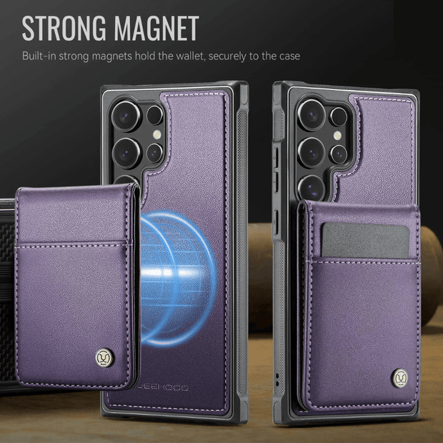 Pando Magnetic Leather Galaxy Wallet Case With Detachable Card Holder - Astra Cases