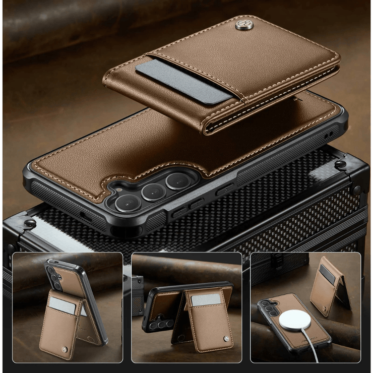 Prolix Magnetic Leather Wallet Galaxy Case With Detachable Card Holder - Astra Cases