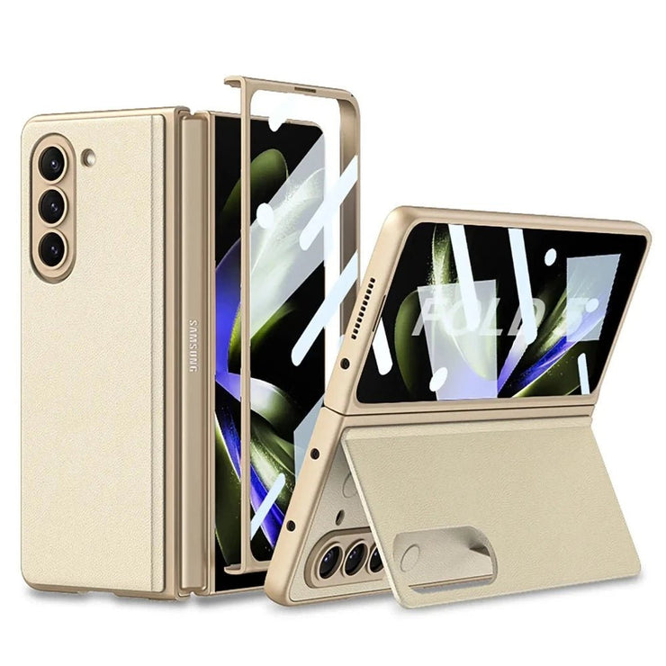 Puere Magnetic Leather Case for Galaxy Z Fold 5 With Flip Stand