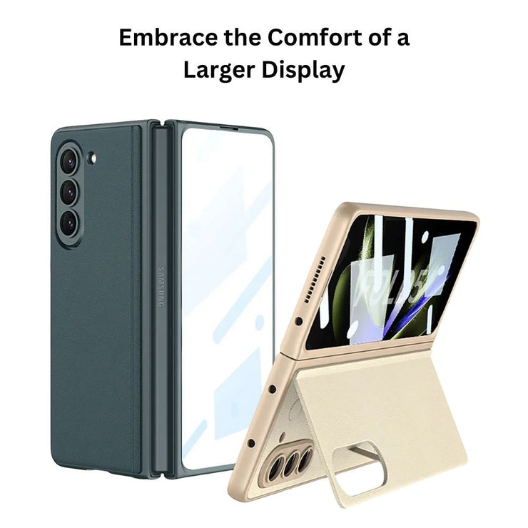 Puere Magnetic Leather Case for Galaxy Z Fold 5 With Flip Stand