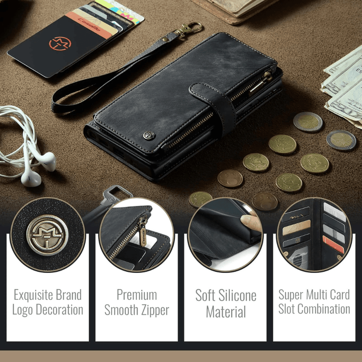 Saevio Magnetic Leather Wallet Galaxy Case - Astra Cases