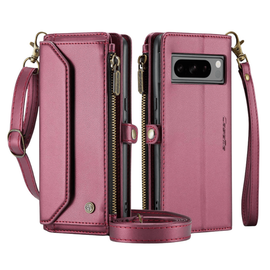 Tergo RFID Blocking Wallet Case With Crossbody Strap And Lanyard For Google Pixel