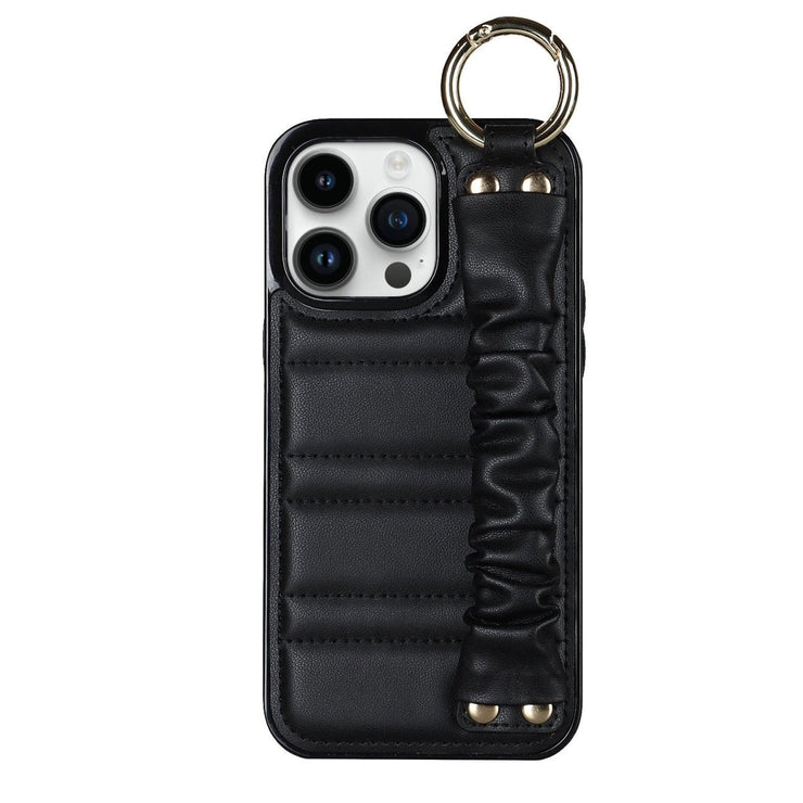 Amara Luxury Leather iPhone Case With Pleated Wristband - Astra Cases