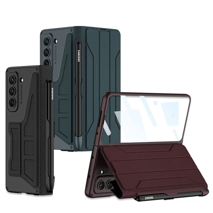 Cedere Shell Membrane Integrated Leather Case for Galaxy Z Fold 5 With Detachable Pen Holder - Astra Cases
