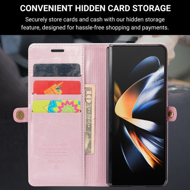 Demere Retro Leather Magnetic Wallet Case For Samsung Galaxy Z Fold 4 - Astra Cases