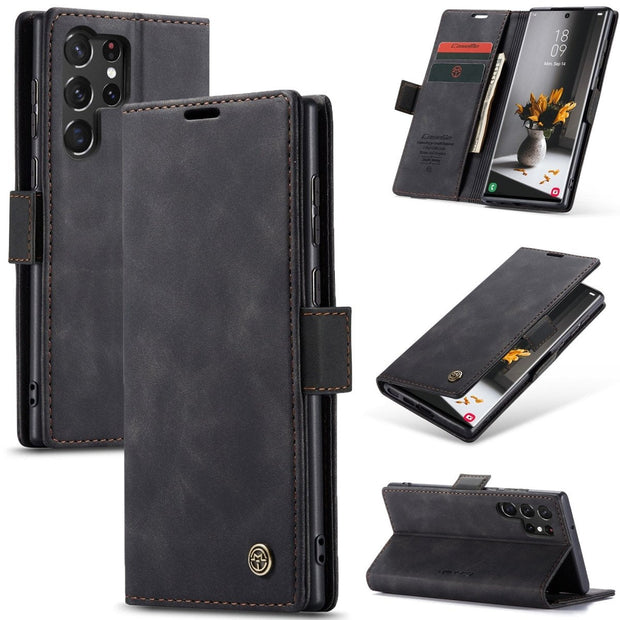 Dira Retro Leather Wallet Case for Galaxy S23 Series - Astra Cases