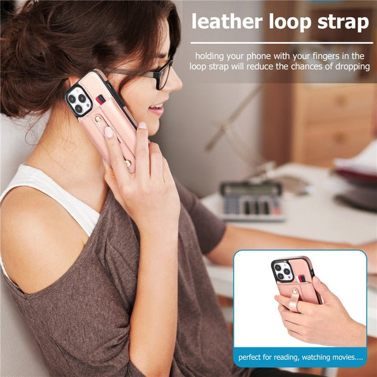 Leo Retro Leather iPhone Case with Card Slot - Astra Cases