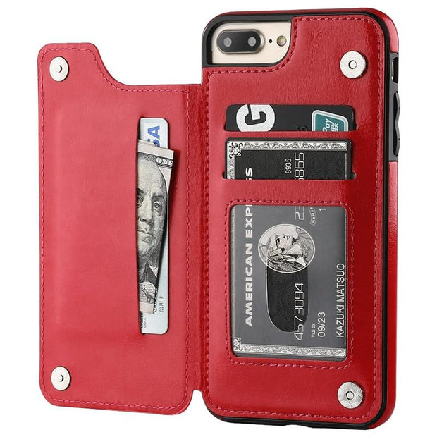 Vistor Leather Flip Wallet Case For iPhone 6, 7, 8 & X Series - Astra Cases