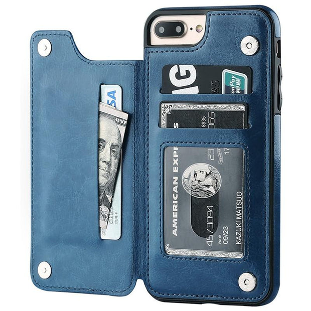 Vistor Leather Flip Wallet Case For iPhone 6, 7, 8 & X Series - Astra